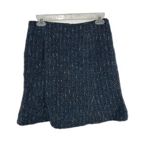CLUB MONACO Wool Blend Tweed Navy Mini Skirt sz 4 A Line Trumpet Office Career